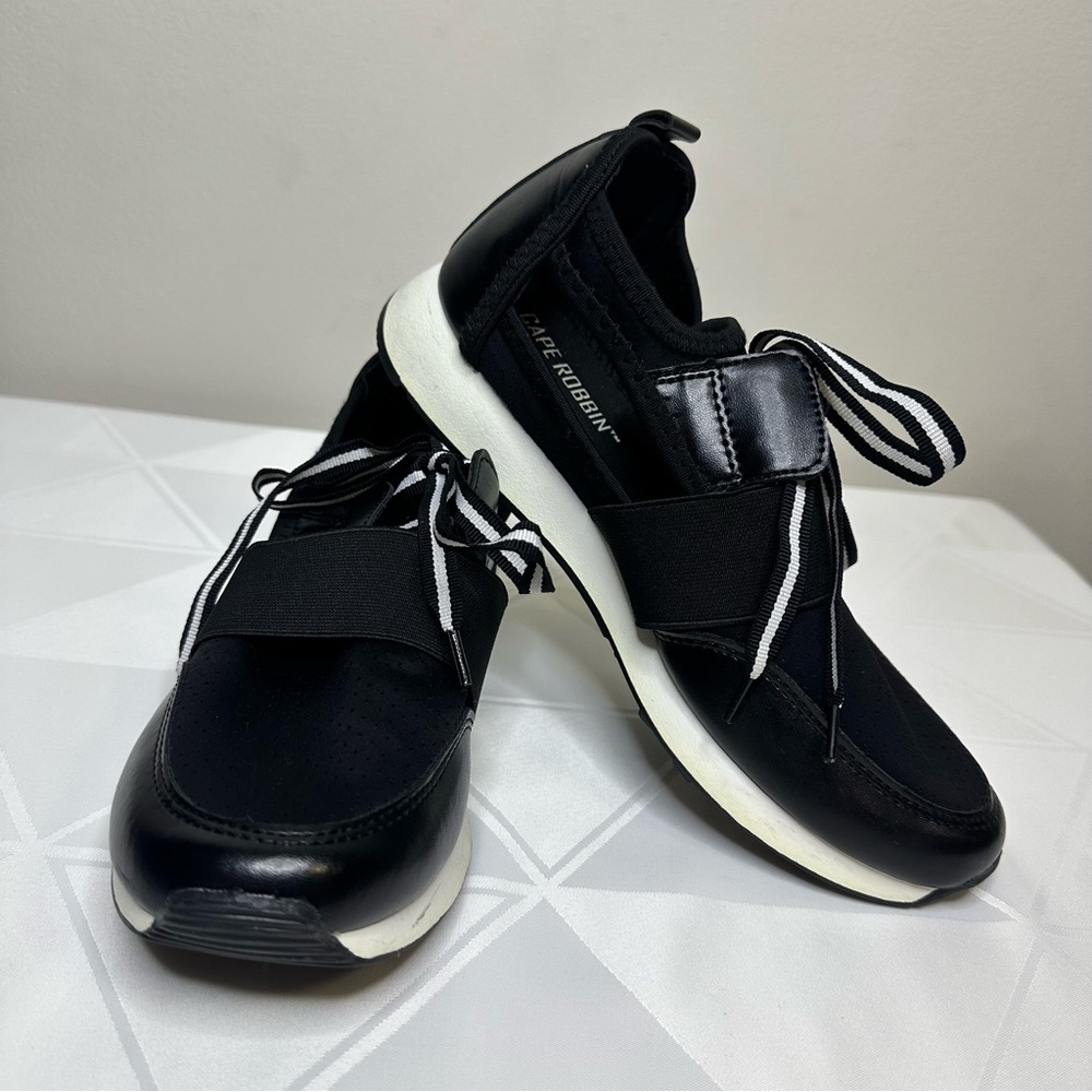 Cape Robbin Black & White Slip-On Athletic Sneakers